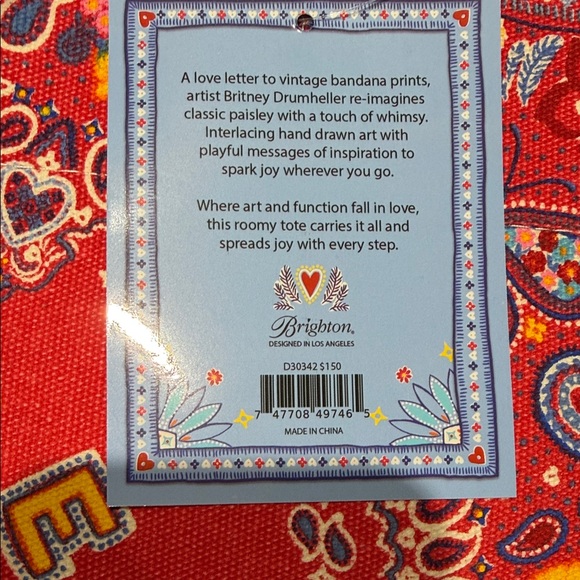 Brighton Vibrant Red and Blue Tote - Picture 7 of 7